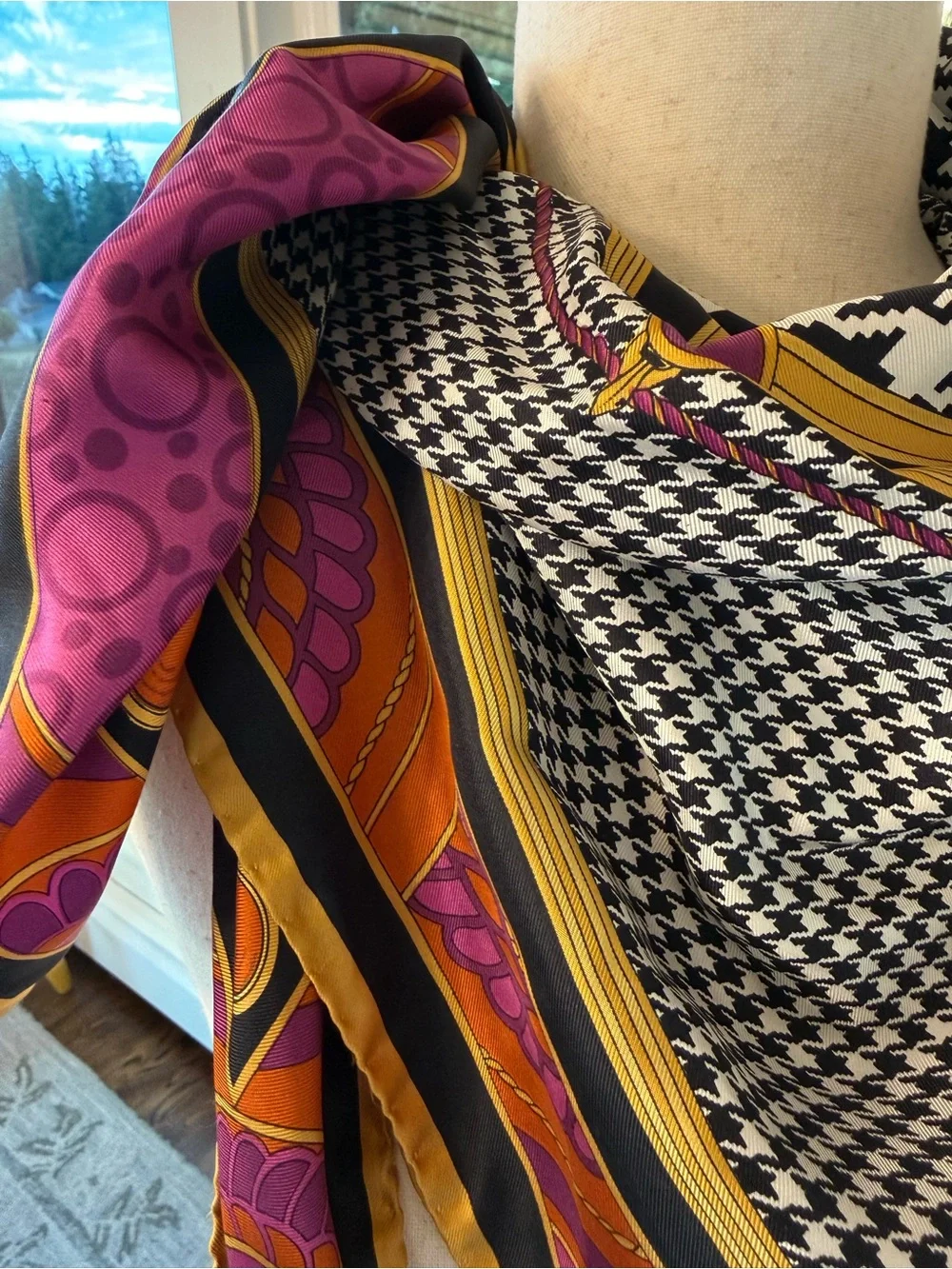 Large vintage Christian Dior silk twill scarf